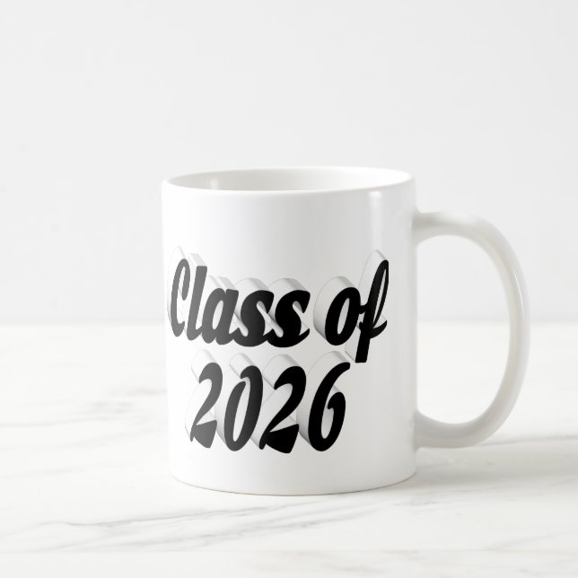Class of 2026 black text graduation coffee mug (Right)