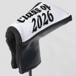 Class of 2026 black text graduation golf head cover