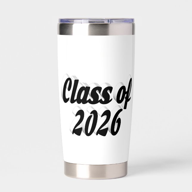 Class of 2026 black text graduation insulated tumbler (Front)