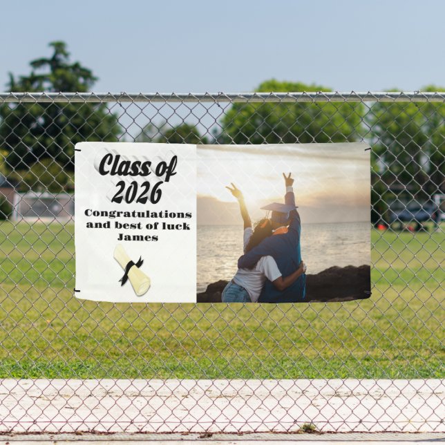 Class of 2026 black text graduation photo  banner (Insitu)