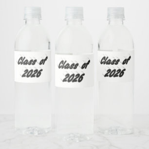Class of 2026 black tyoography graduation water bottle label