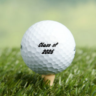 Class of 2026 black typography graduation golf balls