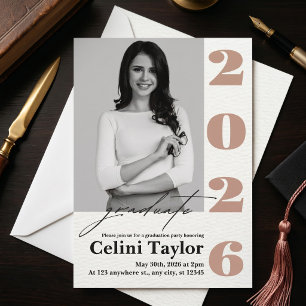 Class of 2026 Black & White Photo Grad Invitation