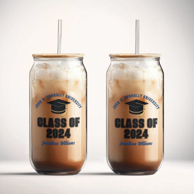 Class of 2026 Blue Graduation Custom Graduate Can Glass (Creator Uploaded)
