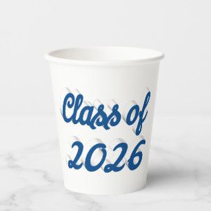 Class of 2026 blue script graduation  paper cups