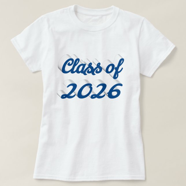 Class of 2026 blue script graduation T-Shirt (Design Front)