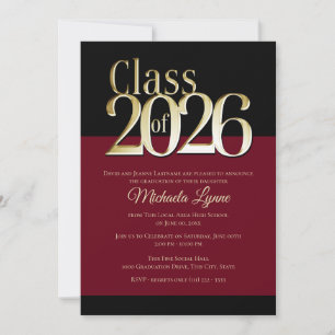 Class of 2026 Burgundy and Gold Grad Invitation
