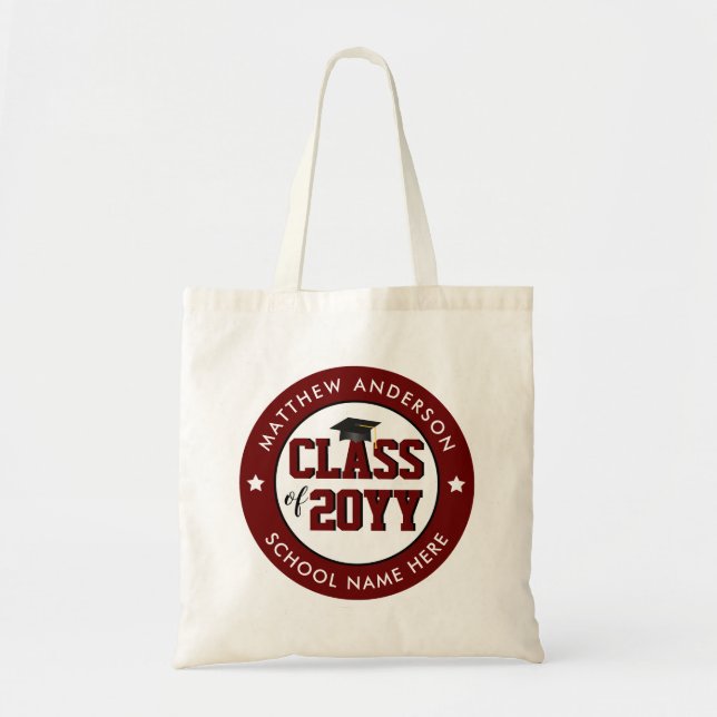 Class of 2026 Burgundy Red Graduate Graduation Tote Bag (Front)