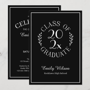 Class Of 2026 Chic Black Graduation Party Invitation