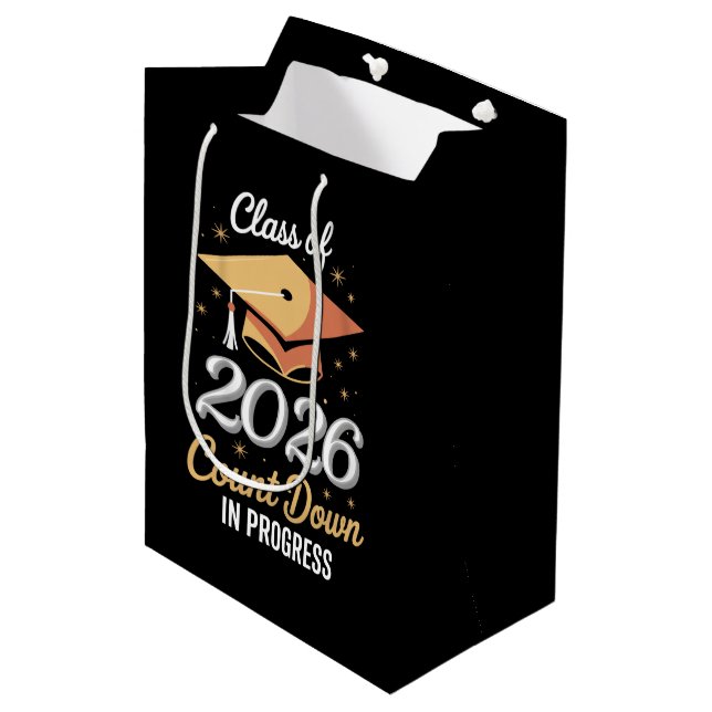 Class Of 2026 Count Down In Progress Peronalized  Medium Gift Bag (Front Angled)