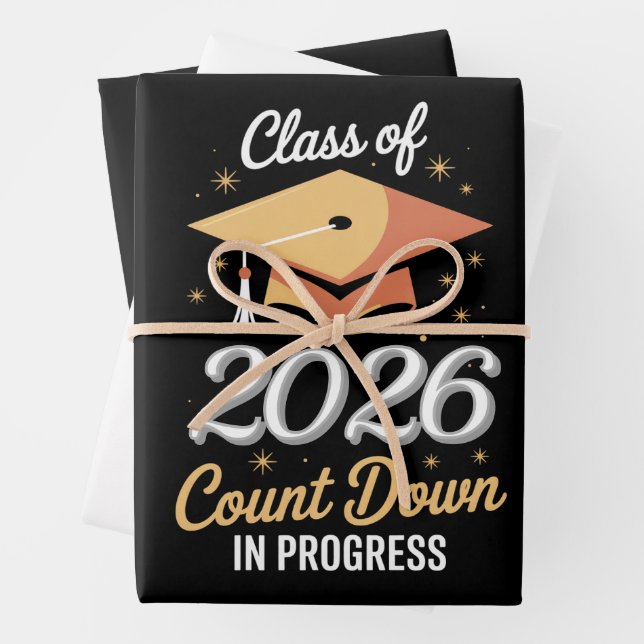 Class Of 2026 Count Down In Progress Peronalized  Wrapping Paper Sheet (In situ)