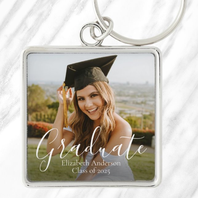 Class of 2026 Custom Graduate Script Photo Key Ring (Class of 2025 Custom Graduate Script Photo Keychain)