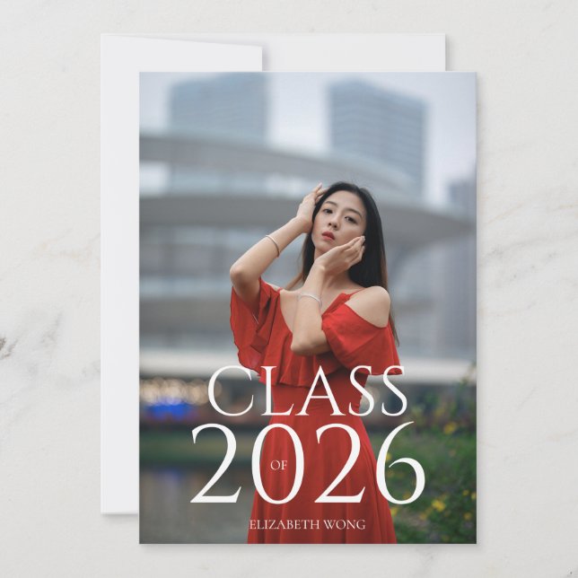 Class of 2026 Custom Text Photo Modern Graduation Announcement (Front)
