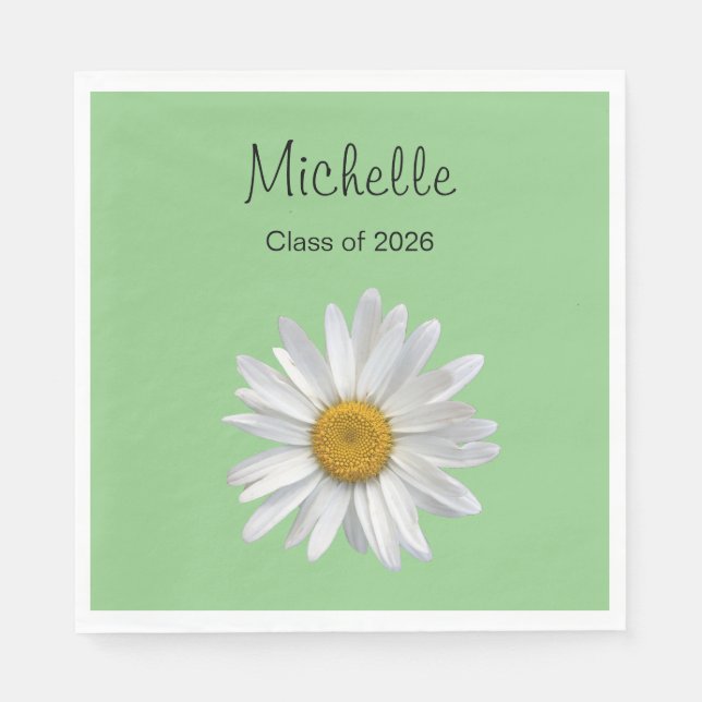 Class of 2026 Daisy Green Graduation Party Napkin (Front)