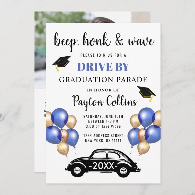 Class of 2026 DRIVE BY PHOTO Graduation Party Invitation (Front/Back)