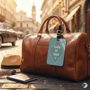 Class of 2026 Elegant Blue & Gold Star Graduation Luggage Tag