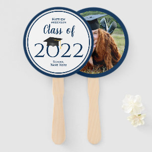 Class of 2026 Elegant Navy Blue Graduation Party Hand Fan