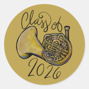 Class of 2026 French Horn Band Class Music         Classic Round Sticker