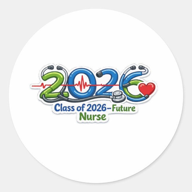 Class of 2026 Future Nurse Graduation Classic Round Sticker (Front)