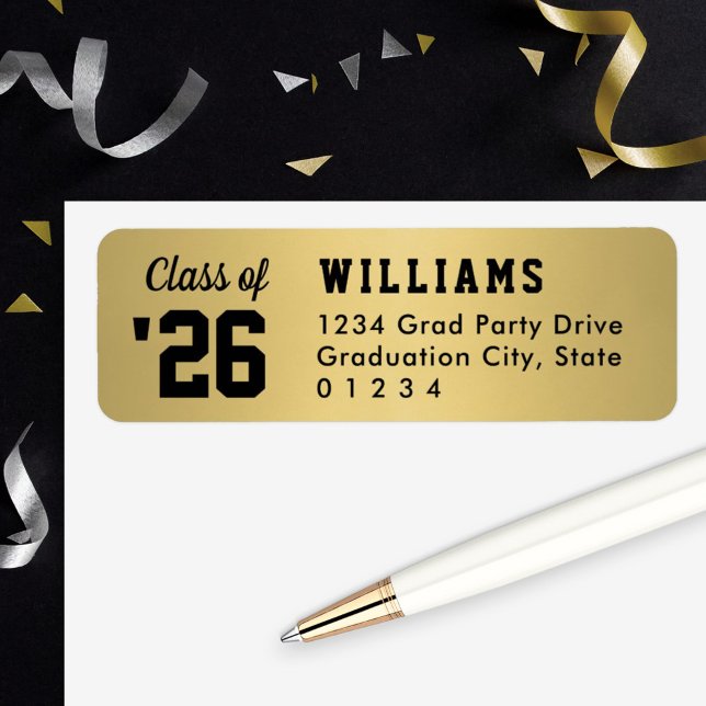 Class of 2026 Gold Graduation Return Address (Creator Uploaded)
