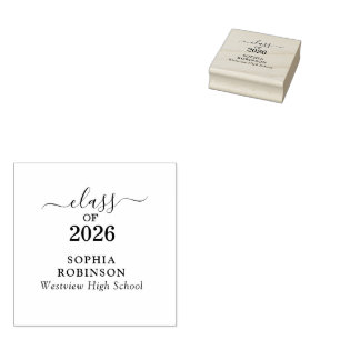 Class of 2026 Gold Script Typography Graduation Rubber Stamp
