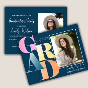 Class of 2026 GRAD 2 Photo Graduation Announcement Postcard