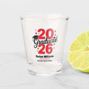 Class of 2026 Grad Cap Graduate Red Shot Glass