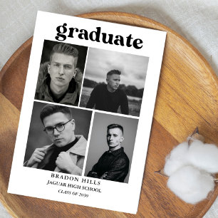 CLass of 2026 Grad Party Graduation black white Invitation