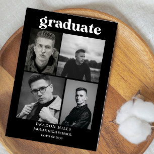 CLass of  2026 Grad Party  Graduation black white Invitation