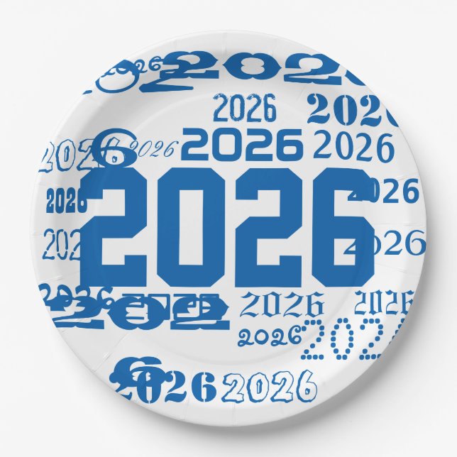 Class Of 2026 Grad Pattern Graduation Year Paper Plate (Front)