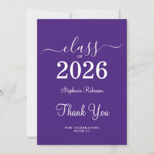 Class of 2026 Grad Purple Thank You Card