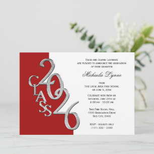 Class of 2026 Grad Silver with Color Option Invitation