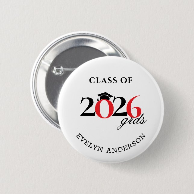 Class of 2026 Graduate  6 Cm Round Badge (Front & Back)