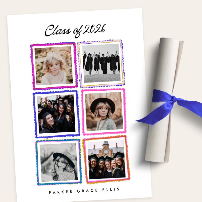 Class of 2026 Graduate 6 Photo Collage High School Announcement (Creator Uploaded)