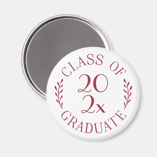 Class of 2026 Graduate Chic Burgundy Typography Magnet (Front/Back)