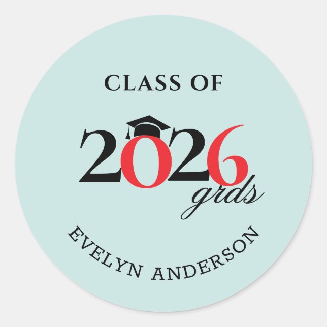 Class of 2026 Graduate Hershey's Candy Favours Classic Round Sticker (Front)