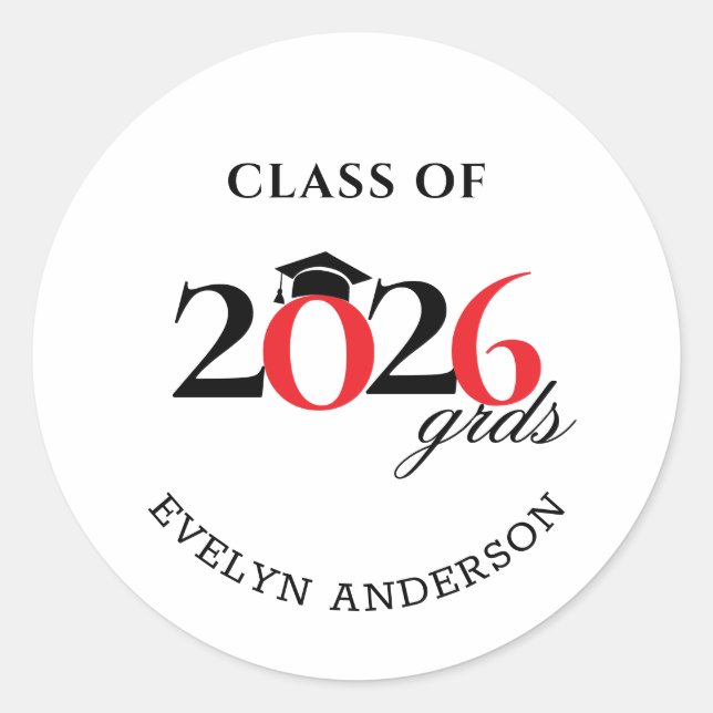 Class of 2026 Graduate Hershey's Candy Favours Classic Round Sticker (Front)