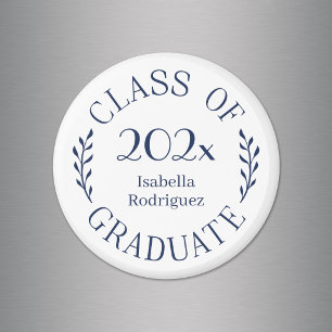 Class of 2026 Graduate Name Navy Blue Typography Magnet