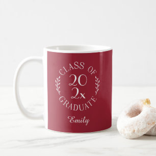 Class of 2026 Graduate Name Typography Burgundy Coffee Mug