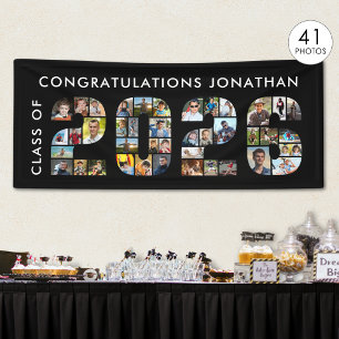 Class of 2026 Graduation 41 Photo Collage Black Banner
