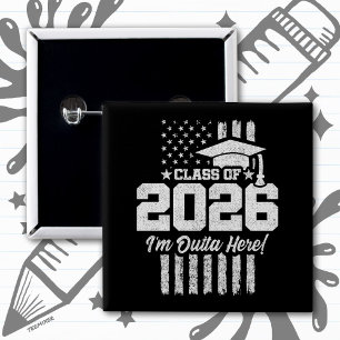 Class of 2026 Graduation American Flag Senior 2026 15 Cm Square Badge