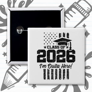 Class of 2026 Graduation American Flag Senior 2026 15 Cm Square Badge
