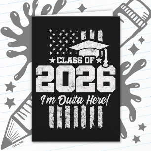 Class of 2026 Graduation American Flag Senior 2026 Card