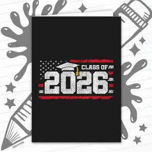 Class of 2026 Graduation American Flag Senior 2026 Card