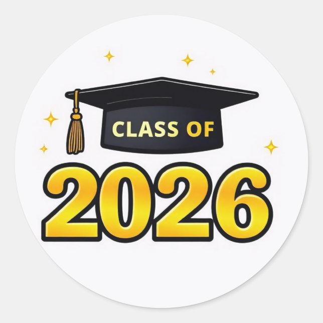 Class of 2026 Graduation Cap Classic Round Sticker (Front)