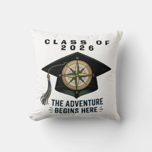 Class of 2026 Graduation Compass Mortarboard  Cushion