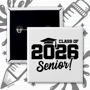 Class of 2026 Graduation Graduate Senior 2026 15 Cm Square Badge