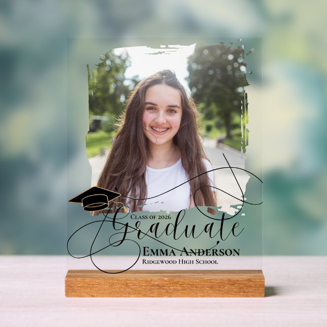 Class of 2026 Graduation Photo Keepsake Gift Acrylic Sign (Personalized Graduation Photo Acrylic Sign – Class of 2026 Keepsake Display)