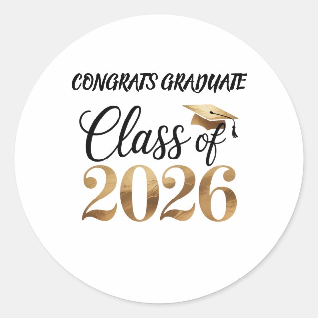 Class of 2026 Graduation T-Shirt Gift Classic Round Sticker (Front)