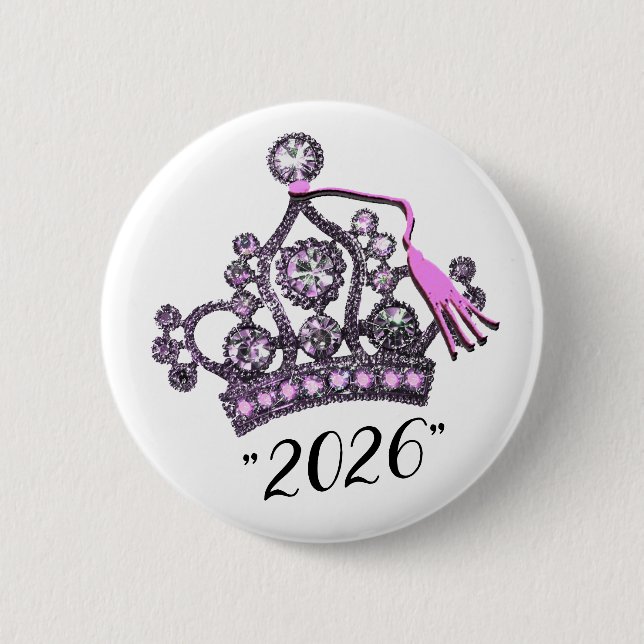  “Class of 2026” Graduation Tiara 6 Cm Round Badge (Front)
